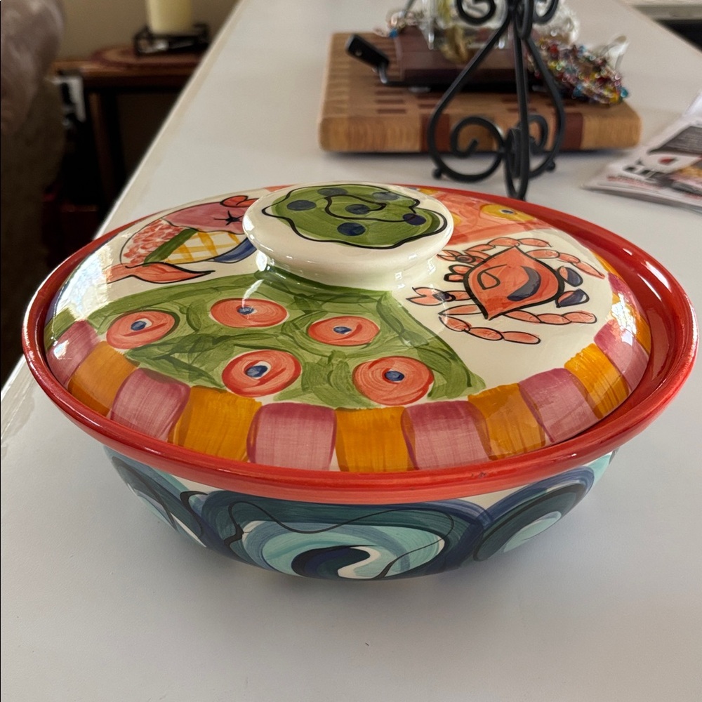Vicki Carroll Studio Splish Splash Soup Bowl/Casserole Dish w/Lid - Discontinued